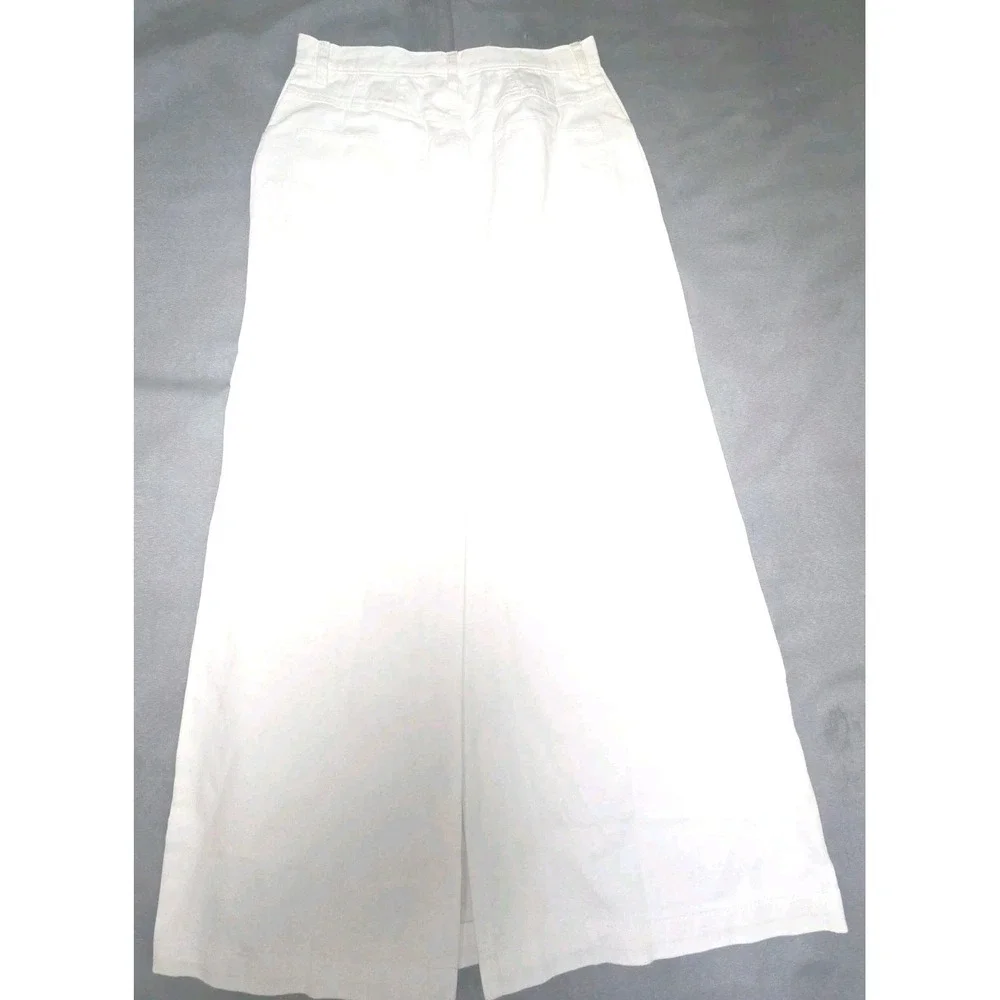 Chadwicks Maxi Skirt Womens 10T White Denim 100% Cotton Long Western Tall Vtg